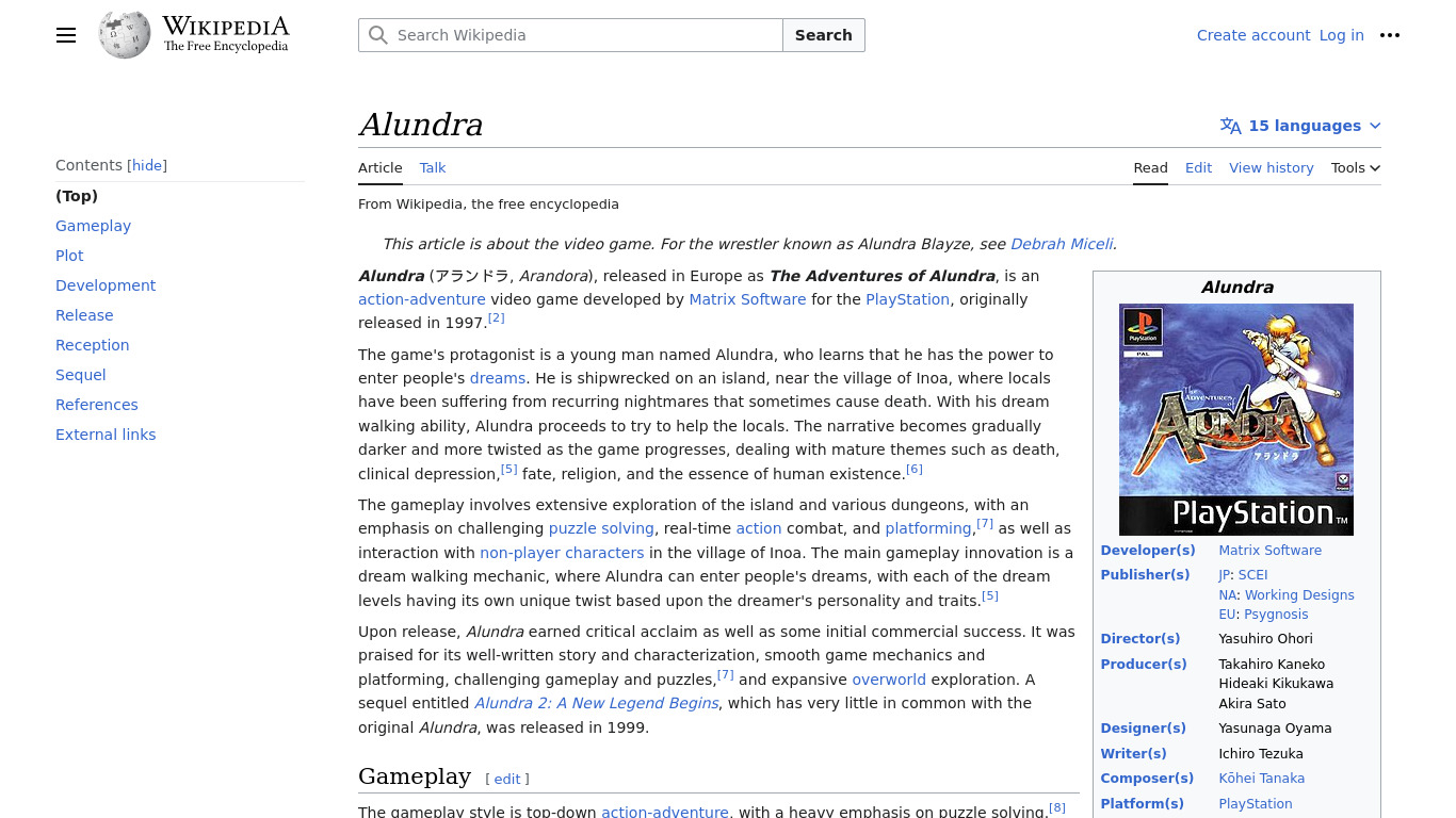 Alundra Landing page