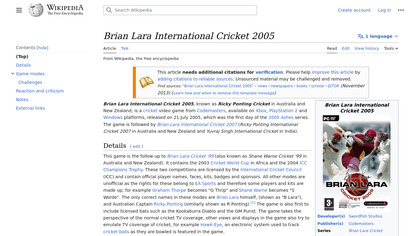 Brian Lara International Cricket 2005 image