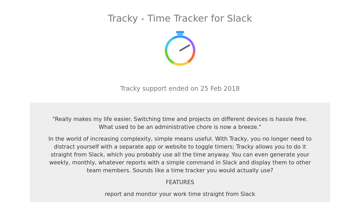 Tracky Landing page