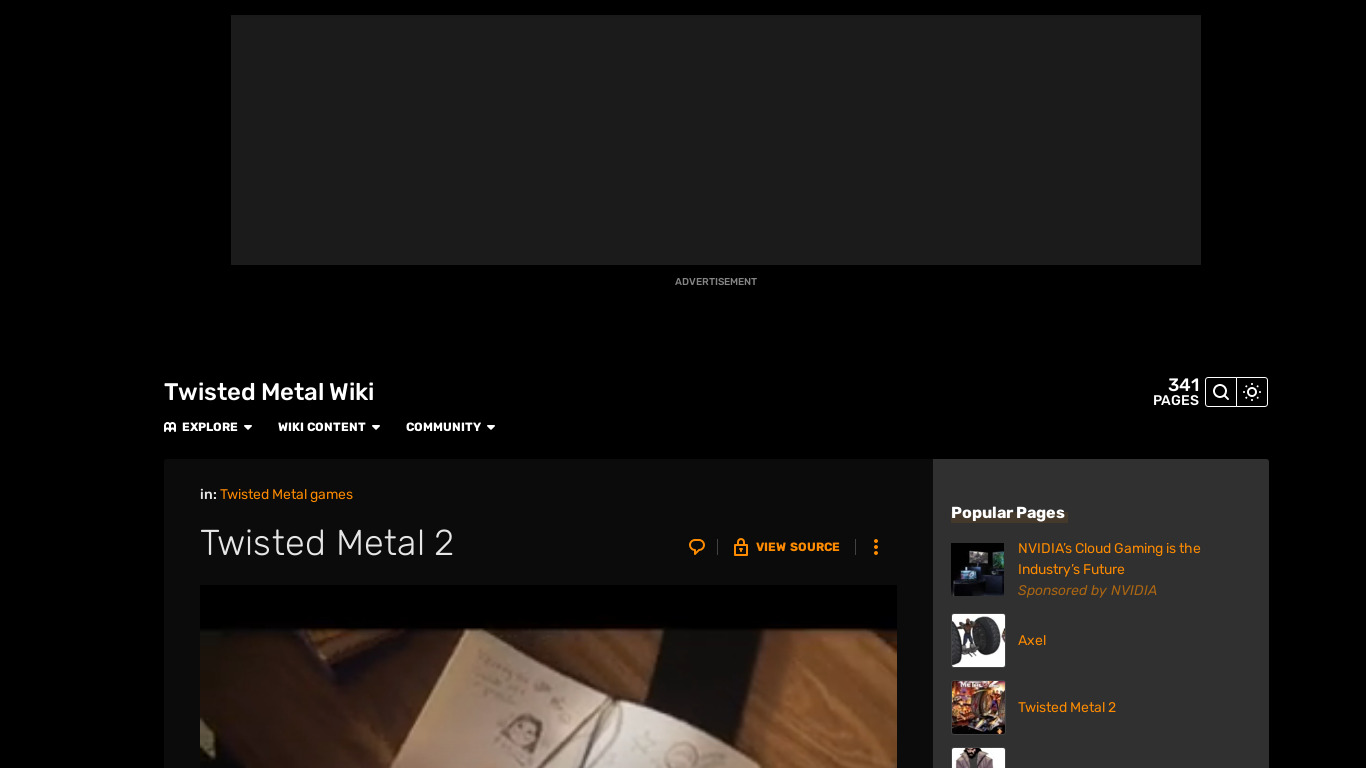 Twisted Metal 2 Landing page