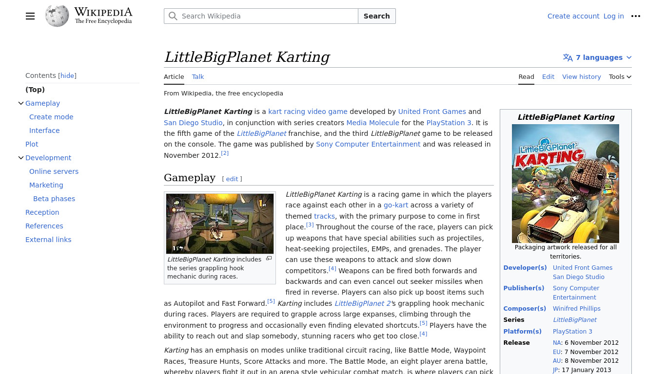 LittleBigPlanet Karting Landing page
