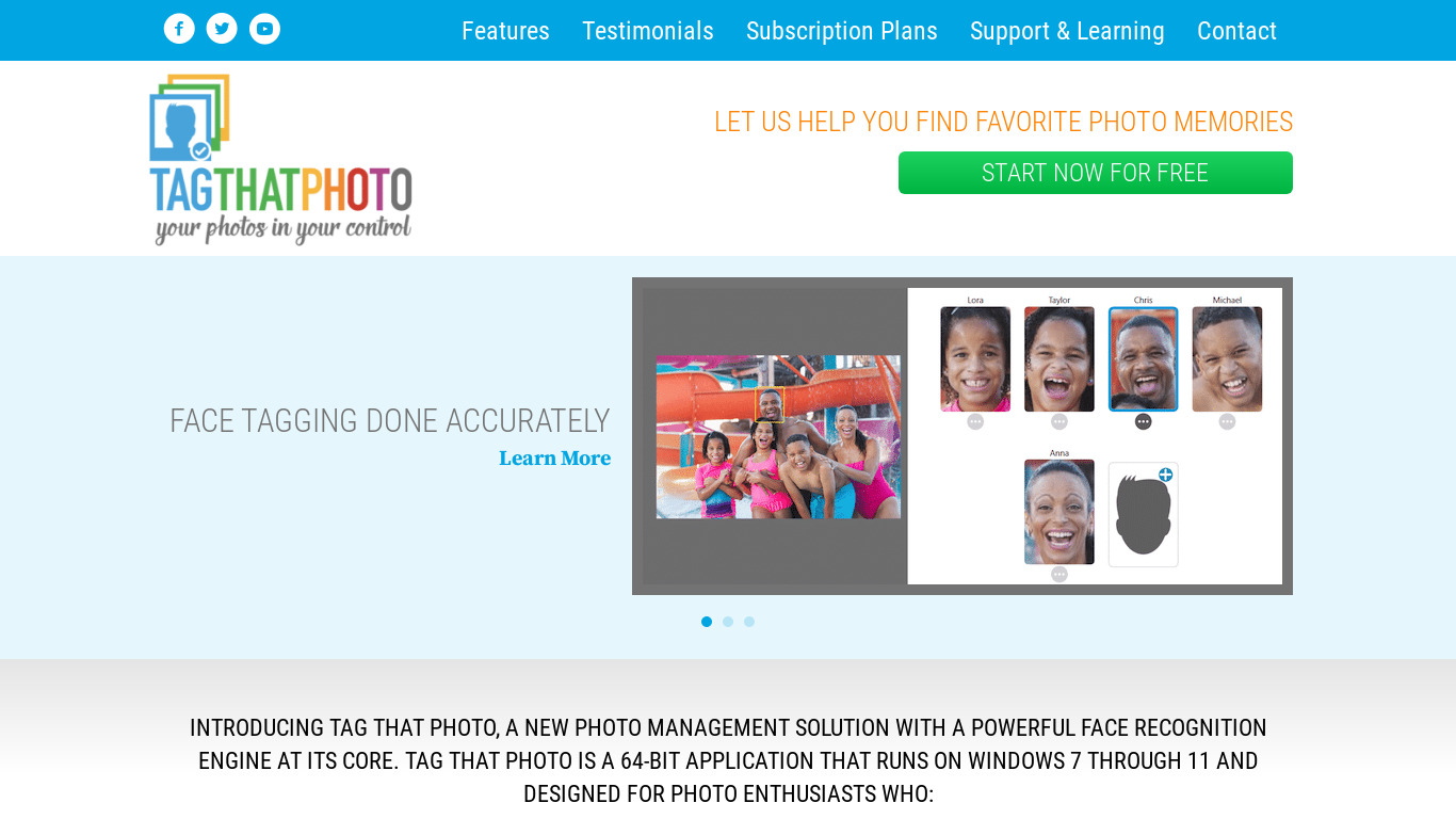 Tag That Photo Landing page