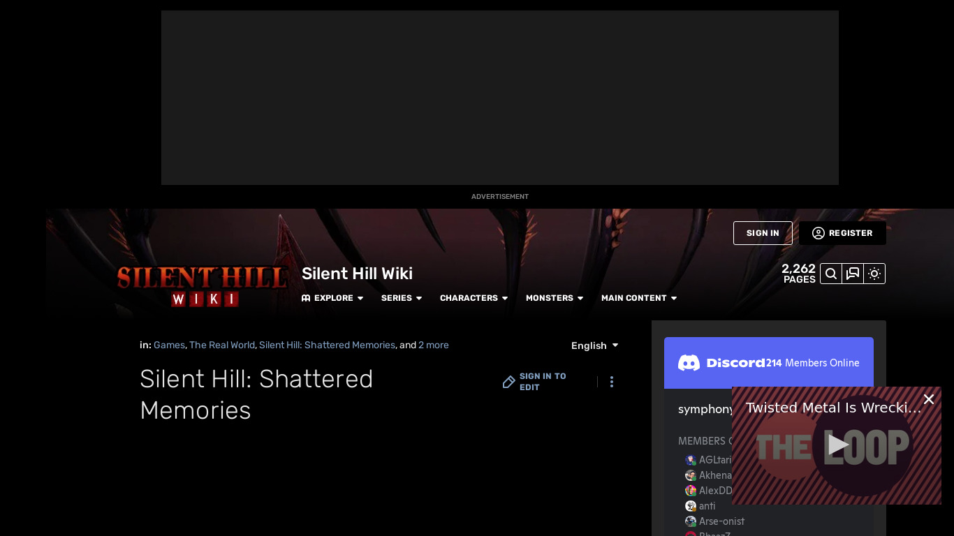 Silent Hill: Shattered Memories Landing page