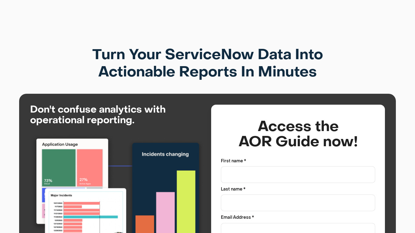 VividCharts for ServiceNow Landing page