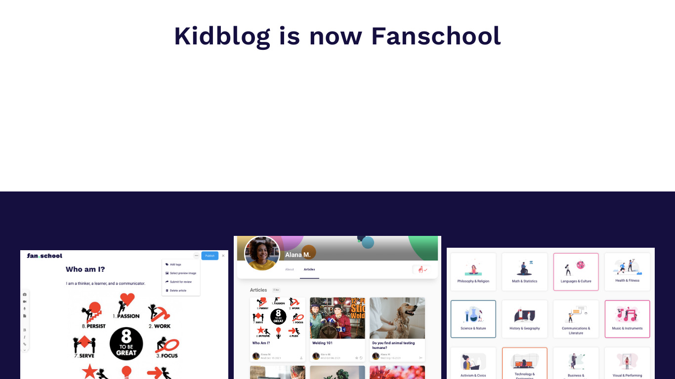 Kidblog Landing page