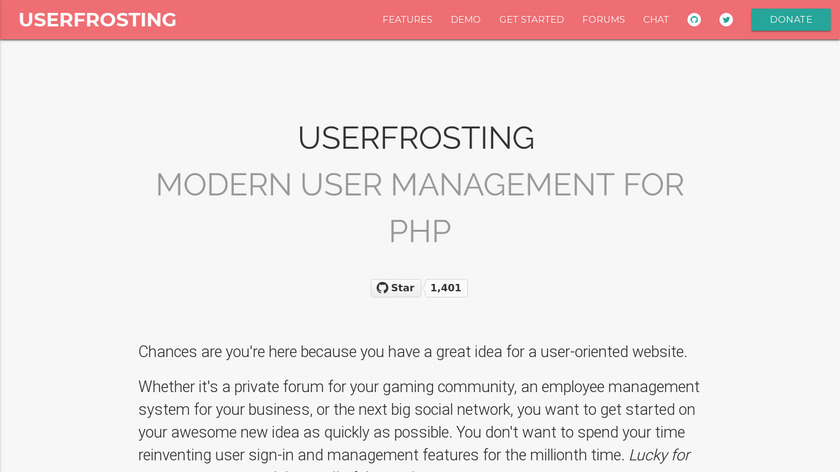 UserFrosting Landing Page