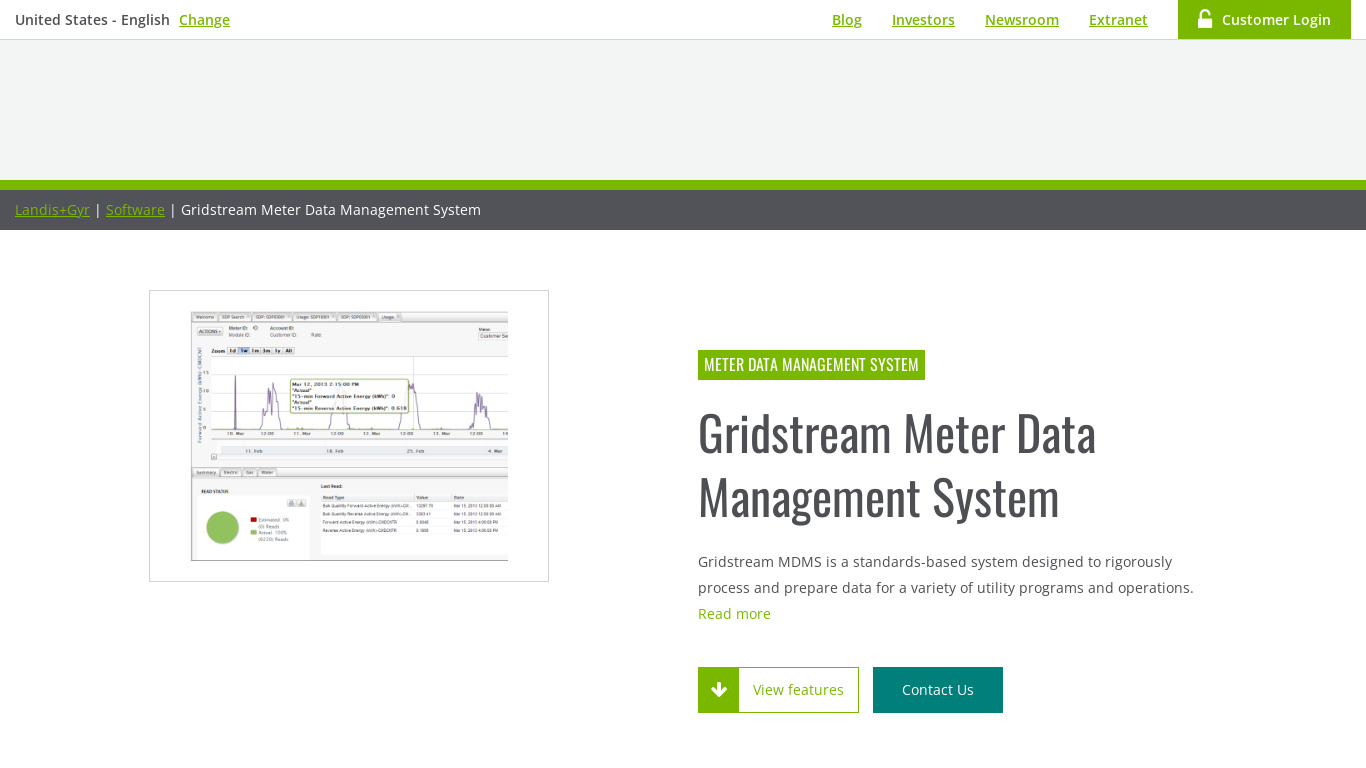 Gridstream MDMS Landing page