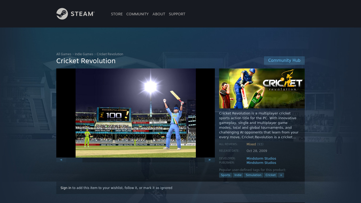 Cricket Revolution Landing page