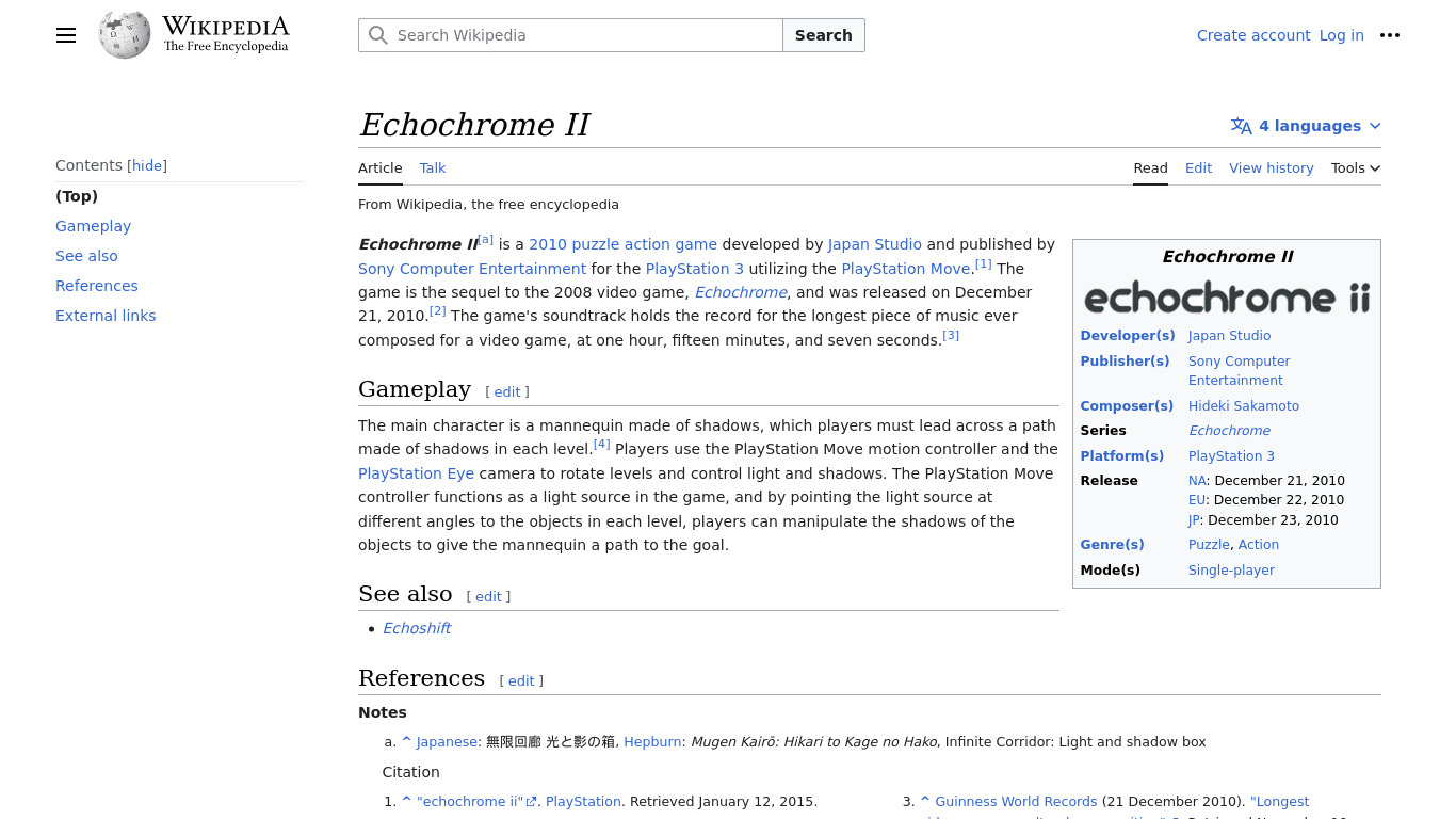 Echochrome ii Landing page