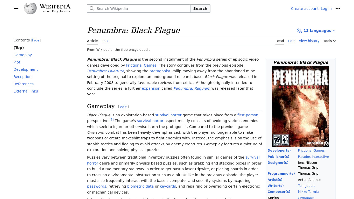 Penumbra: Black Plague Landing page