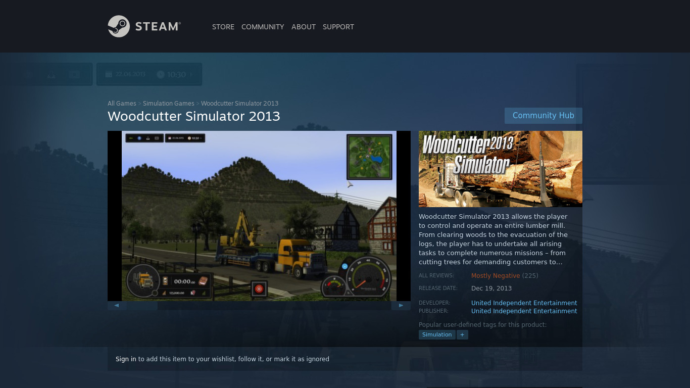 Woodcutter Simulator 2013 Landing page