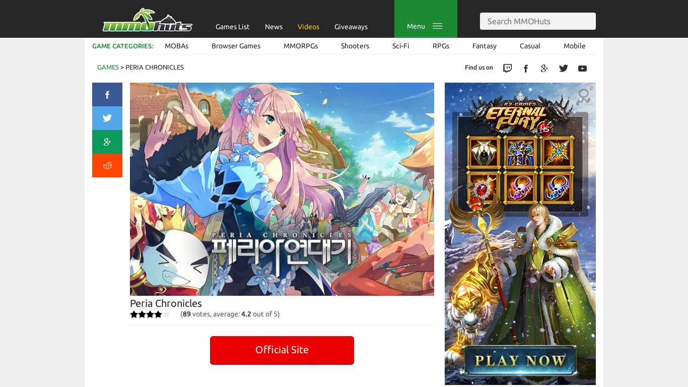 Peria Chronicles Landing page