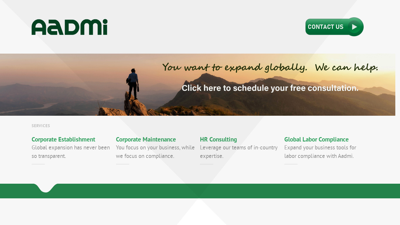 Aadmi Consulting Landing page