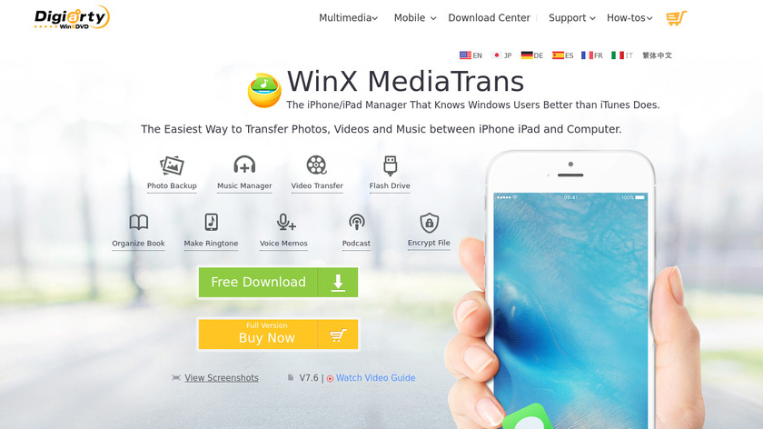 WinX MediaTrans Landing Page