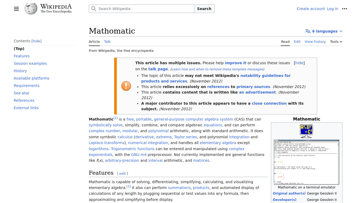 Mathomatic Landing page
