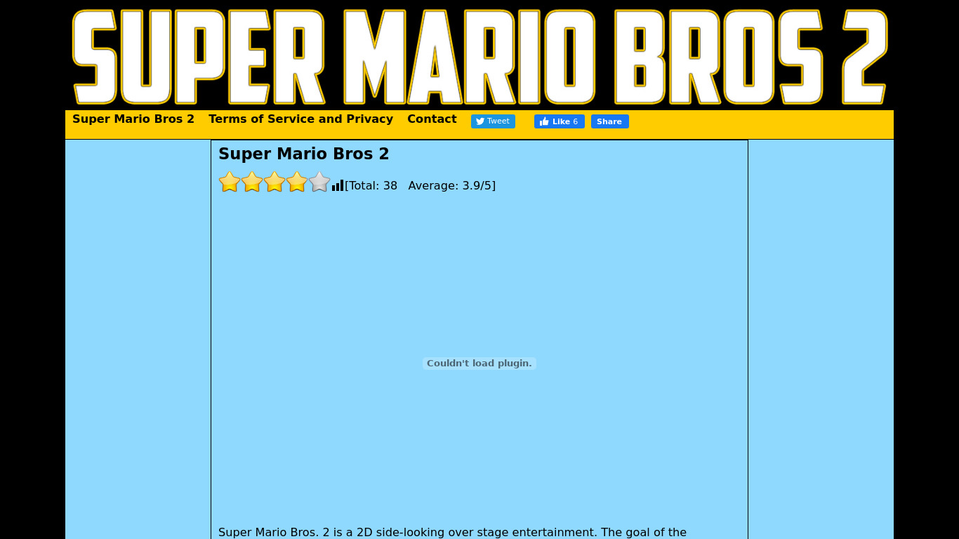 Super Mario Bros. 2 Landing page