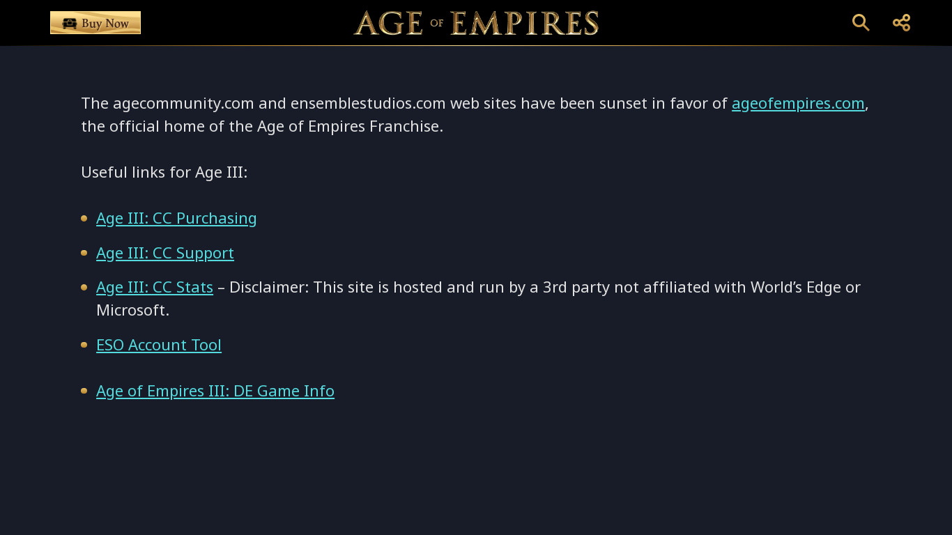 Age of Empires (series) Landing page