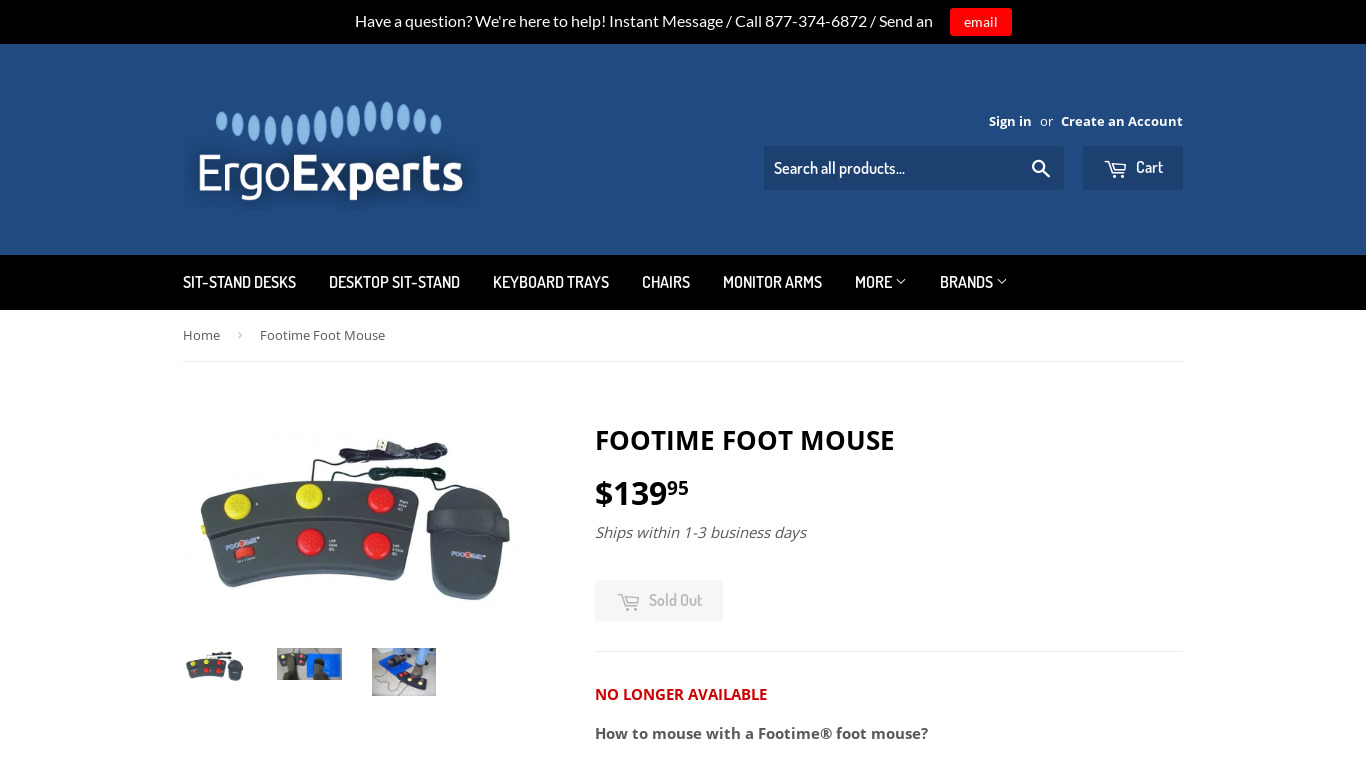 ergoexperts.com Footime Foot Mouse Landing page