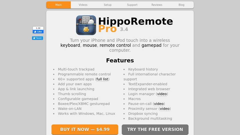 HippoRemote Pro Landing Page