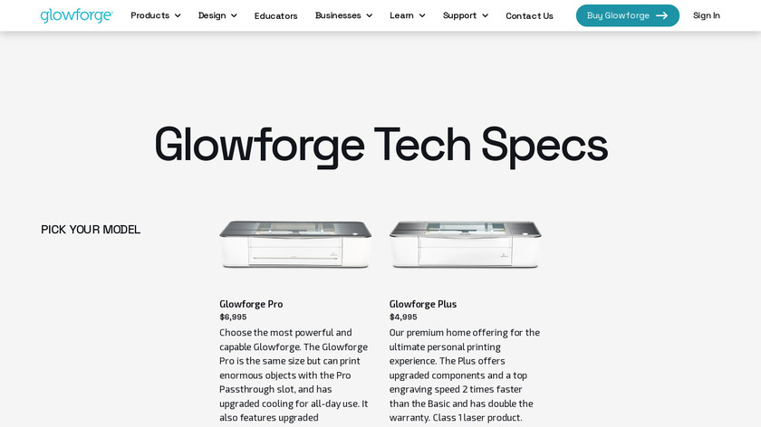 Glowforge Pro Plus Landing Page