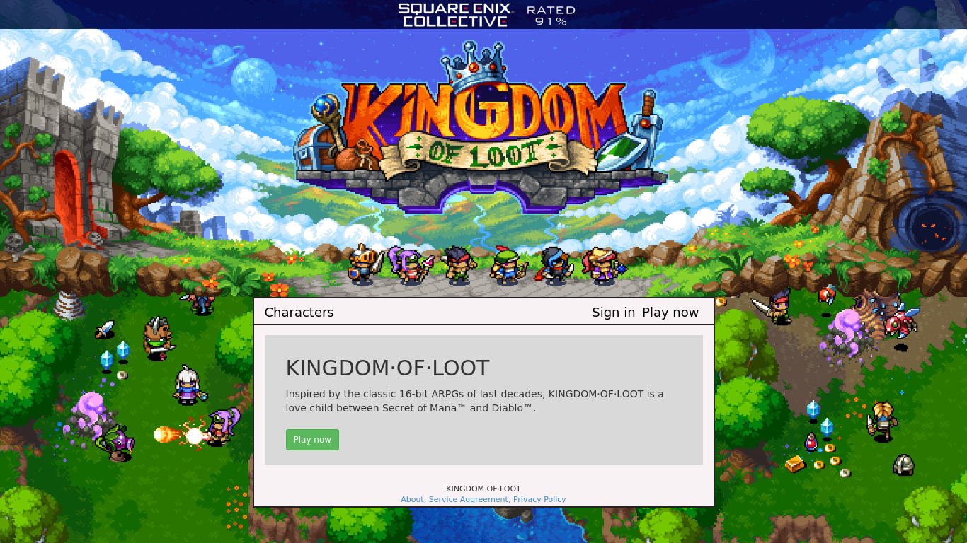Kingdom of Loot Landing page