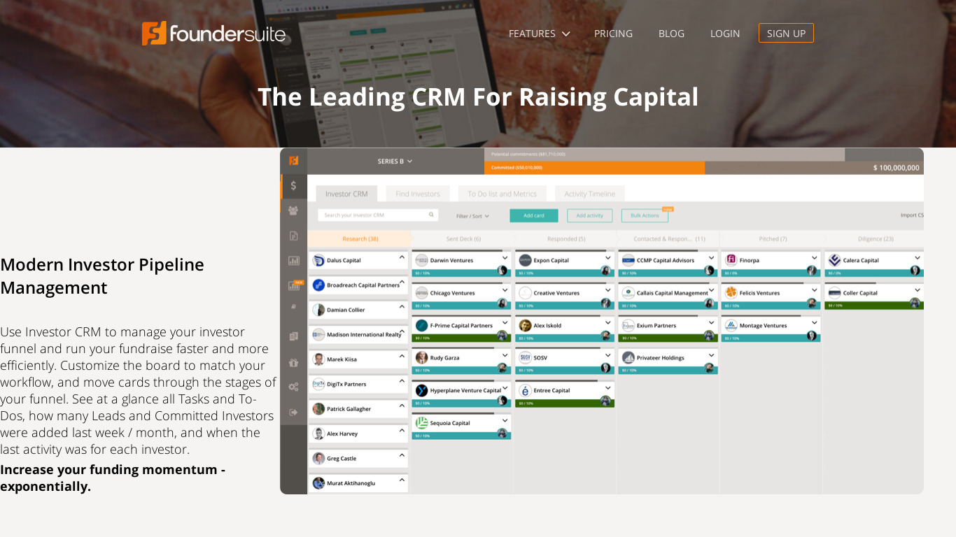 Investor CRM Landing page