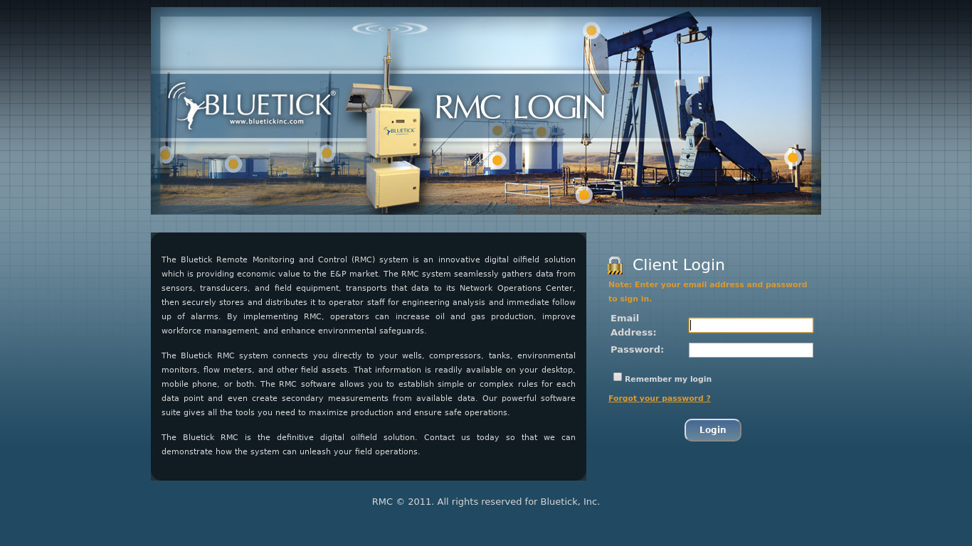 Bluetick RMC Landing page