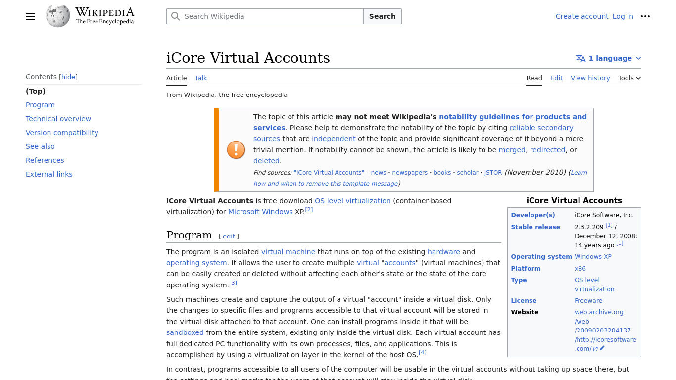 iCore Virtual Account Landing page
