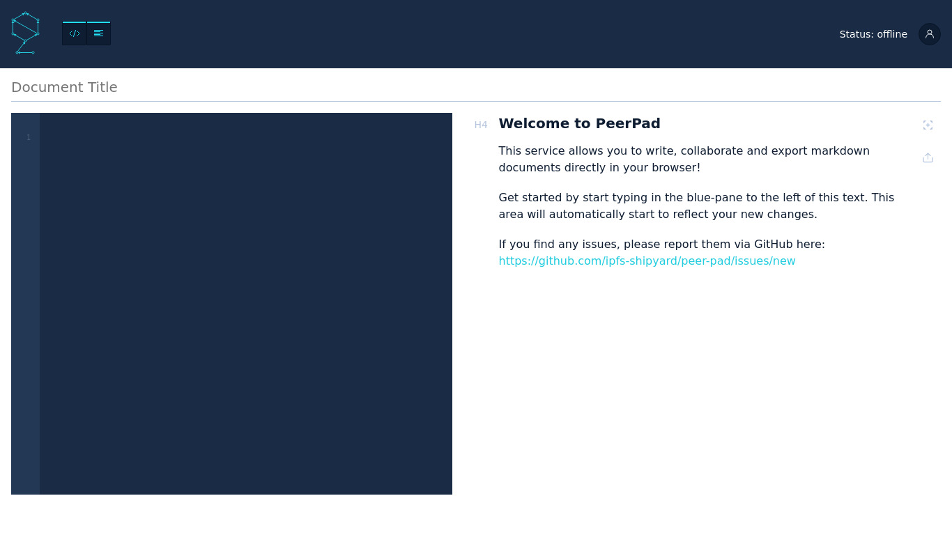 PeerPad Landing page