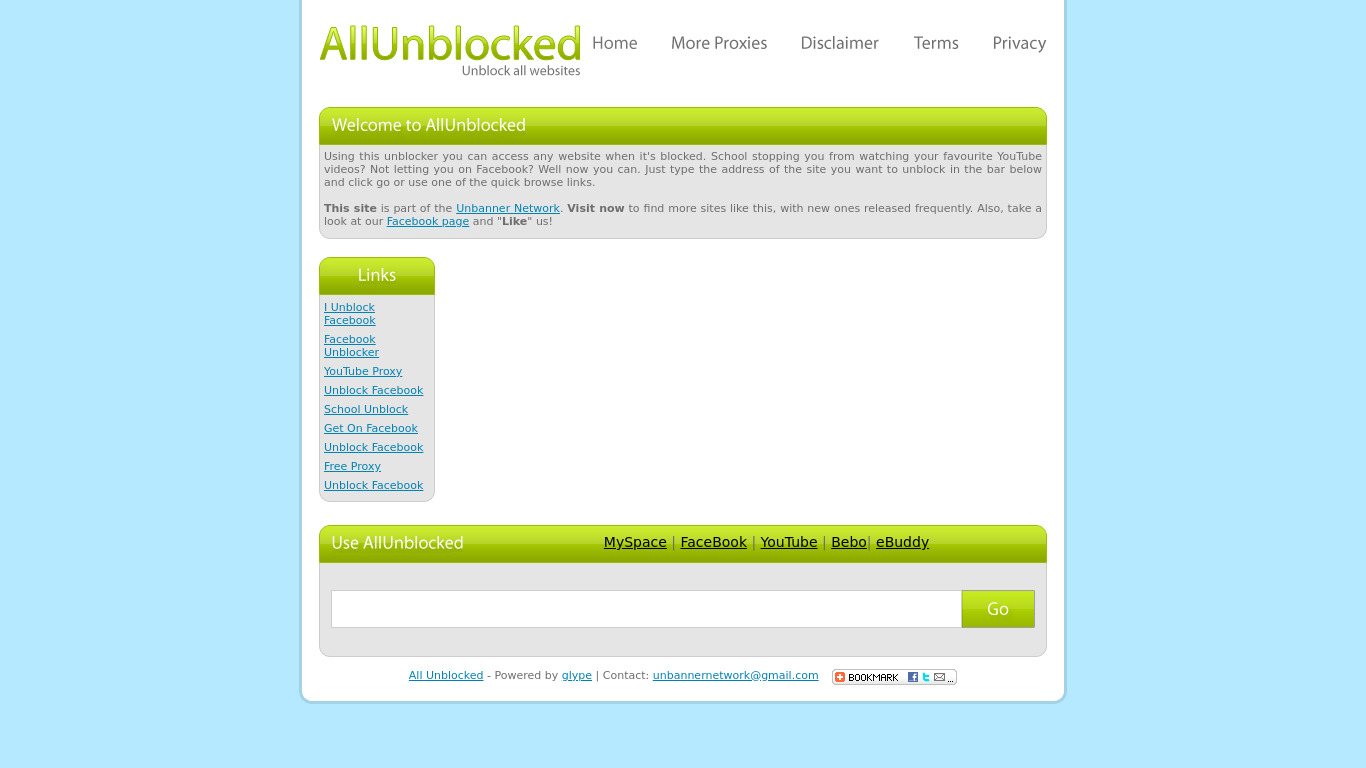 All Unblocked Landing page
