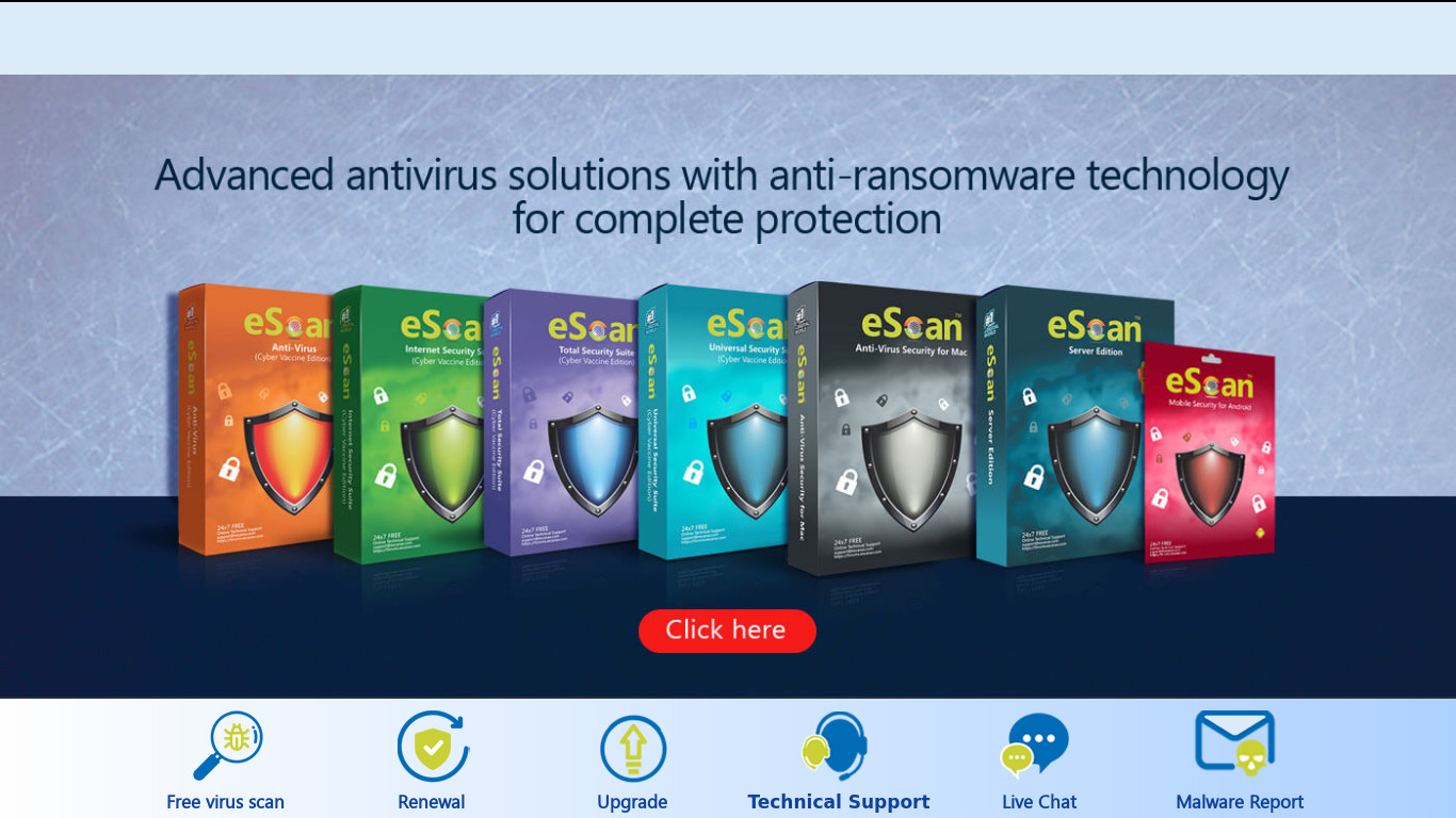 eScan Anti-virus Landing page