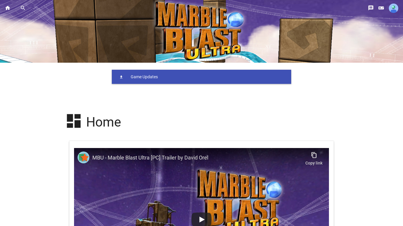 Marble Blast Ultra Landing page