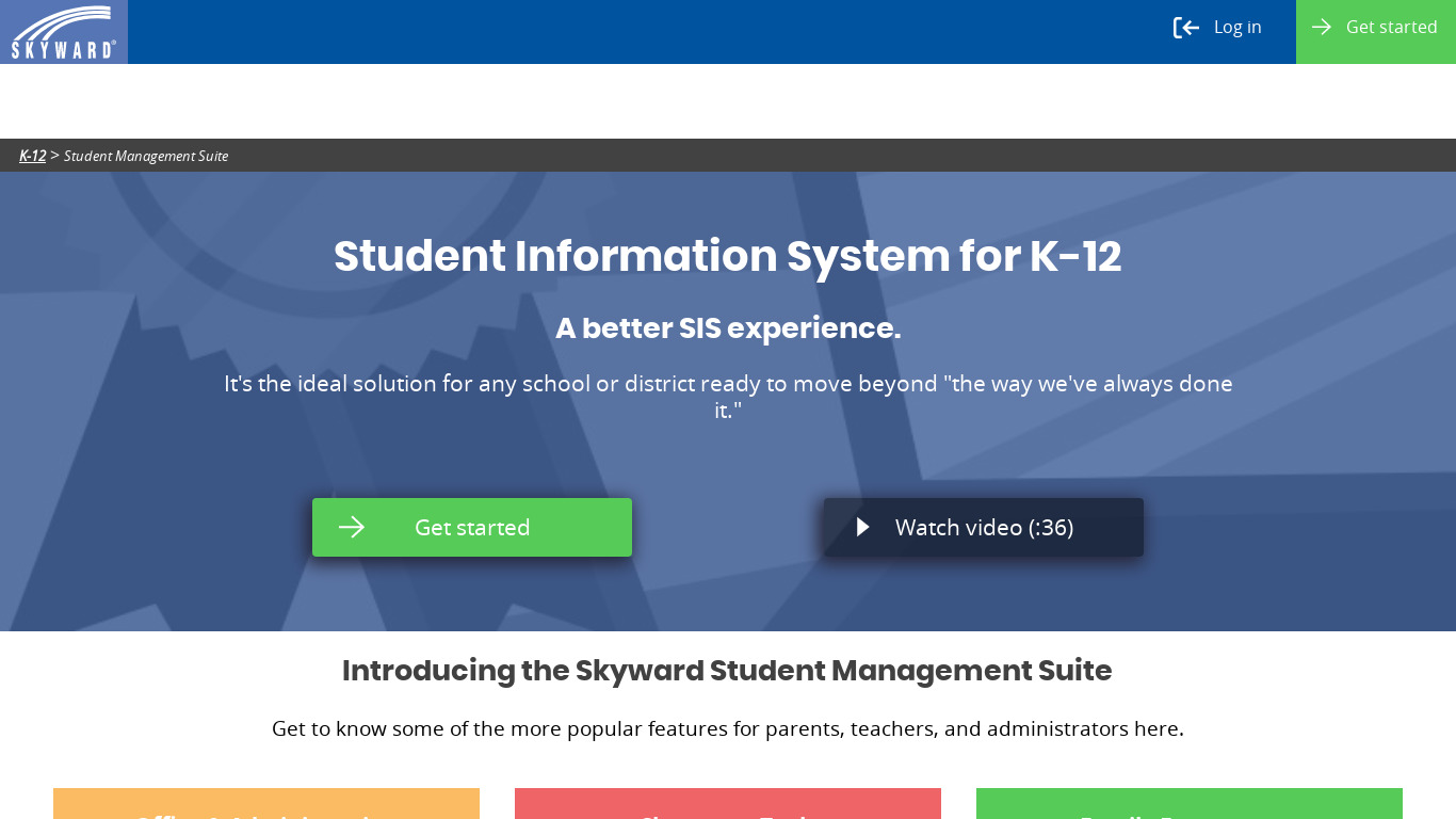 Skyward Student Suite Landing page