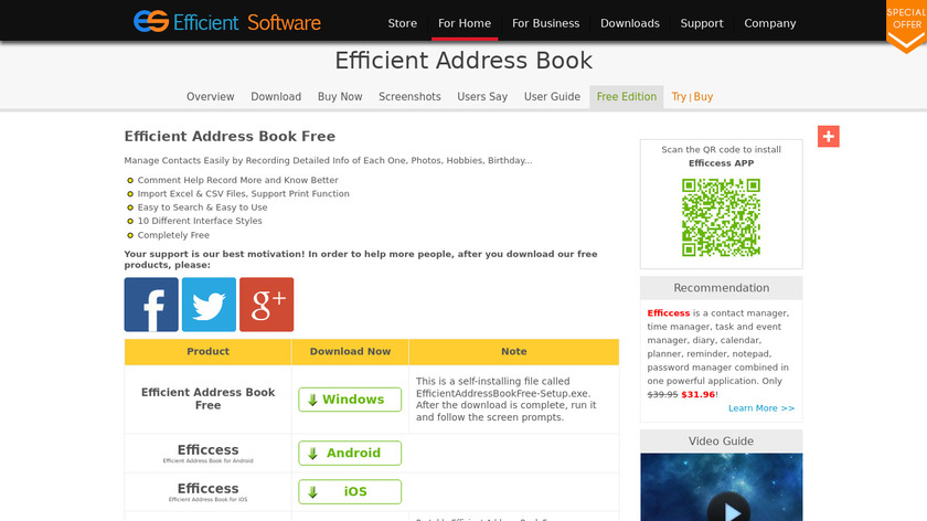 Efficient Address Book Free Landing Page