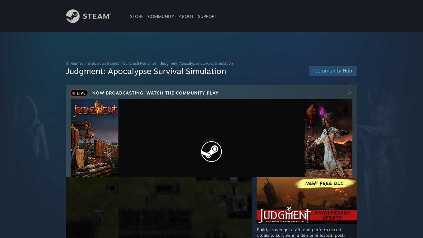 Judgement: Apocalypse Survival Simulation Landing page