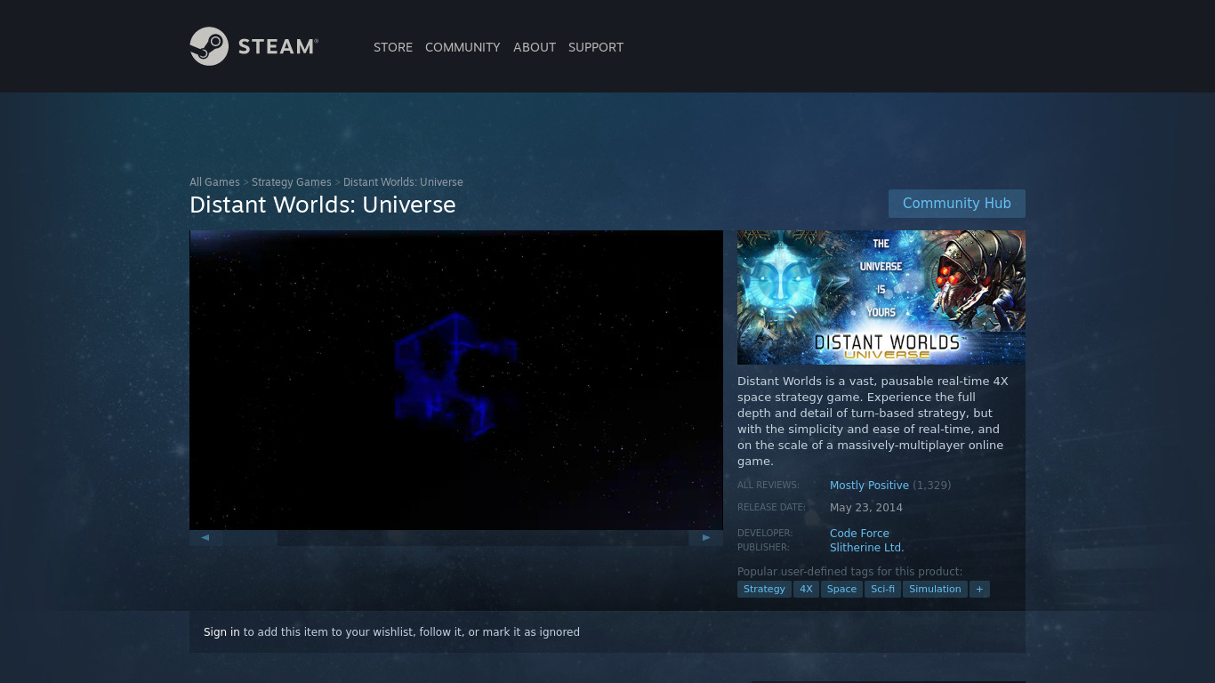 Distant Worlds: Universe Landing page
