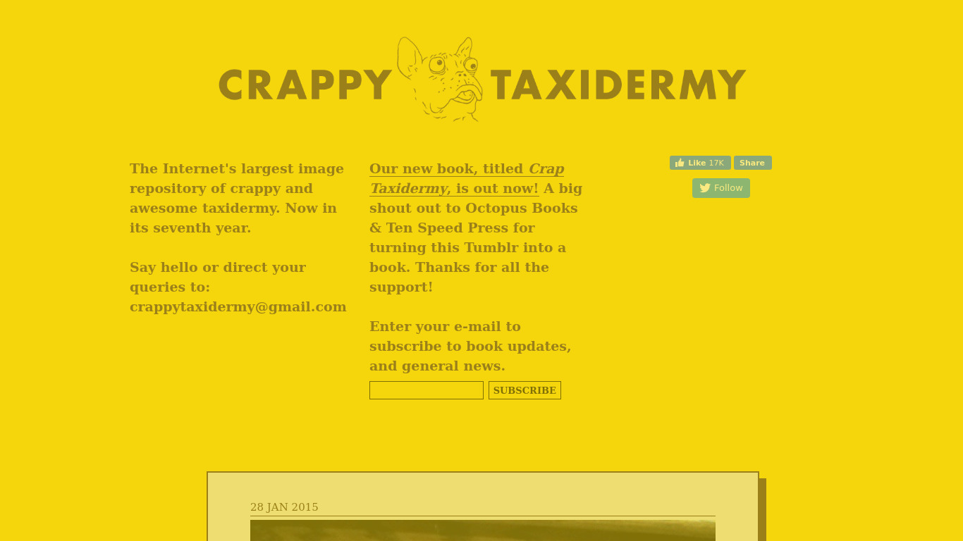 Crappy Taxidermy Landing page