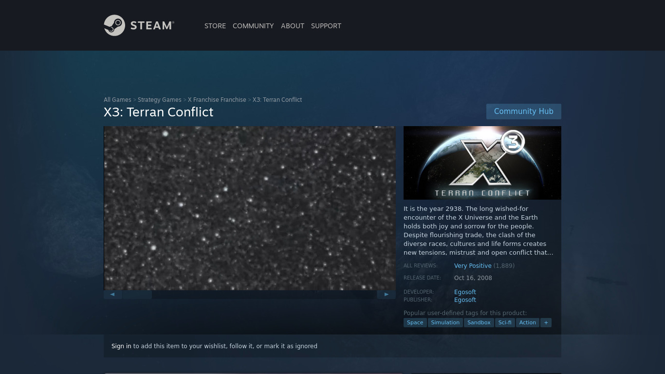 X3: Terran Conflict Landing page