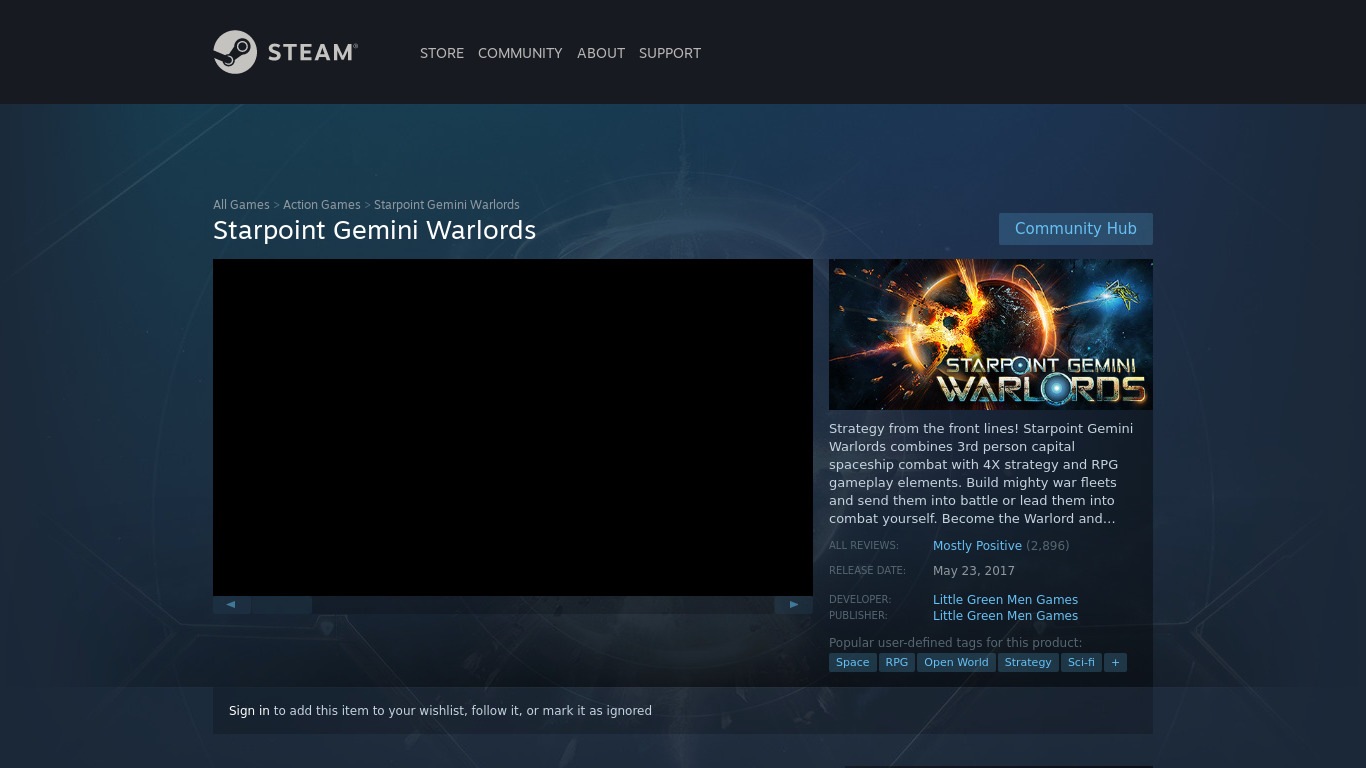 Starpoint Gemini Warlords Landing page