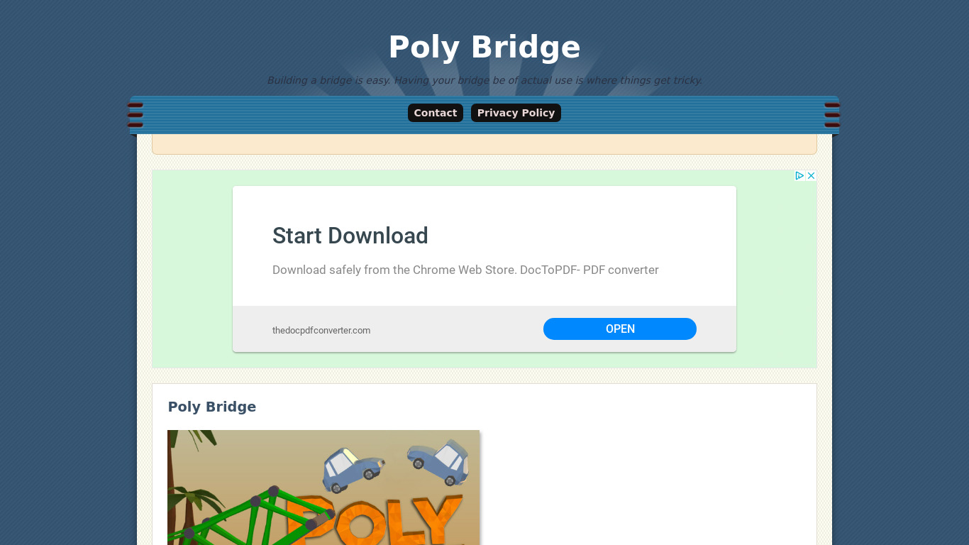 geometrydashio.com Poly Bridge Landing page