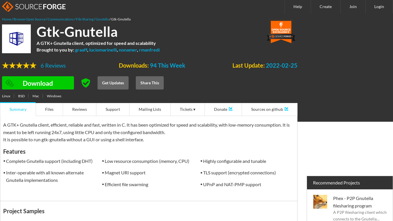 Gnutella Landing page