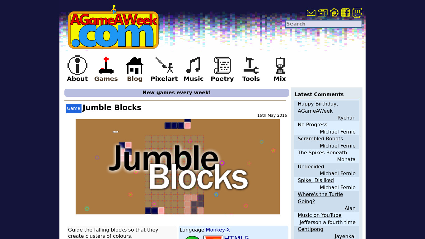 Jumble Blocks Landing page
