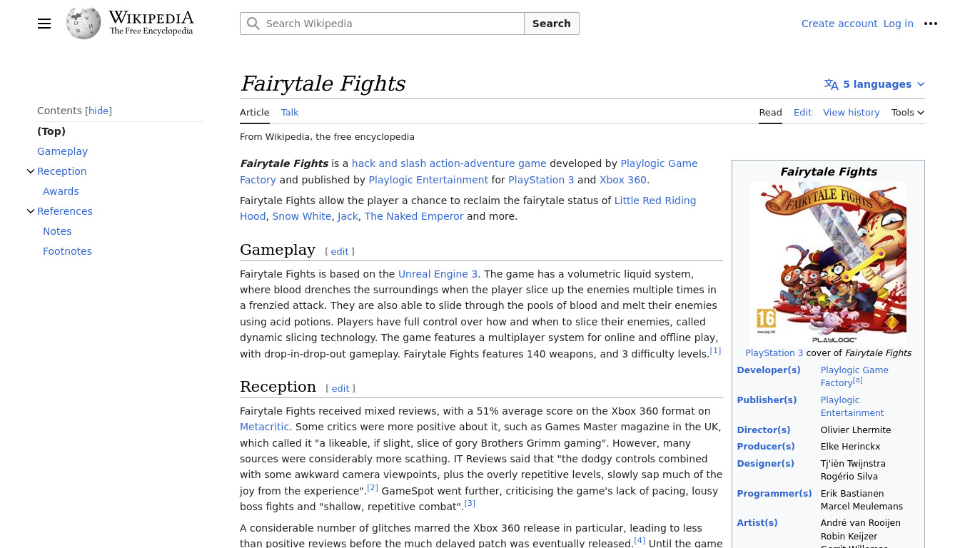Fairytale Fights Landing page