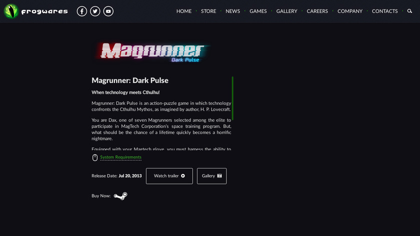 frogwares.com Magrunner: Dark Pulse Landing Page