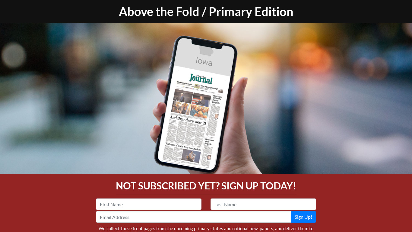 Above the Fold Primary Landing page