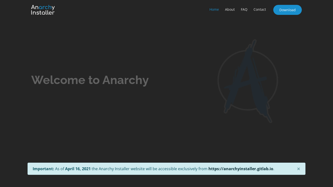 Anarchy Linux Landing page