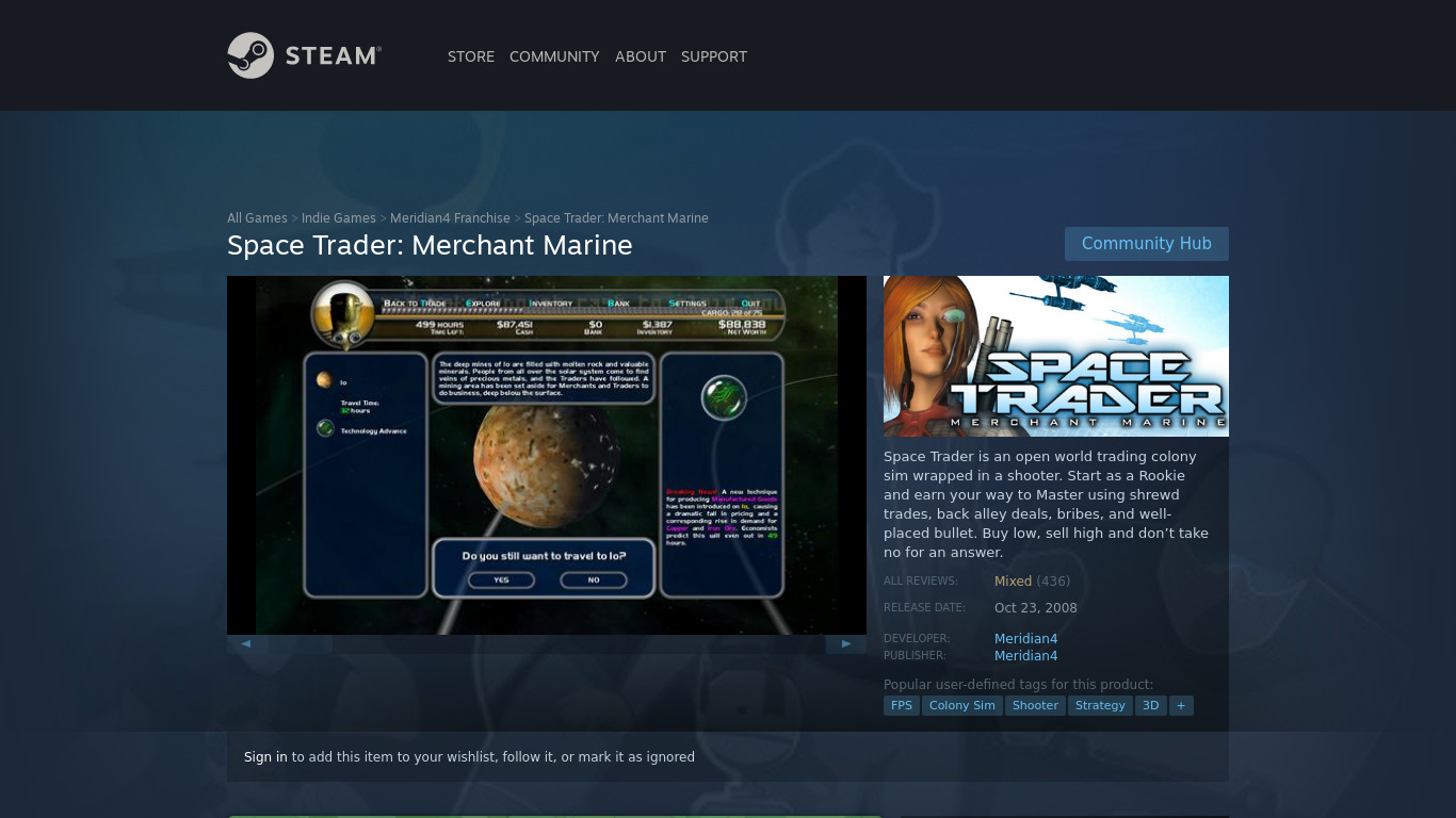 Space Trader: Merchant Marine Landing page