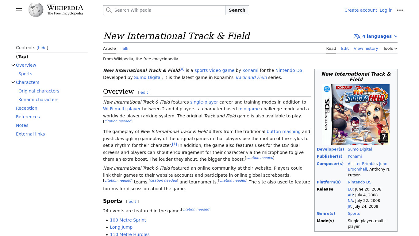 New International Track and Field Landing page