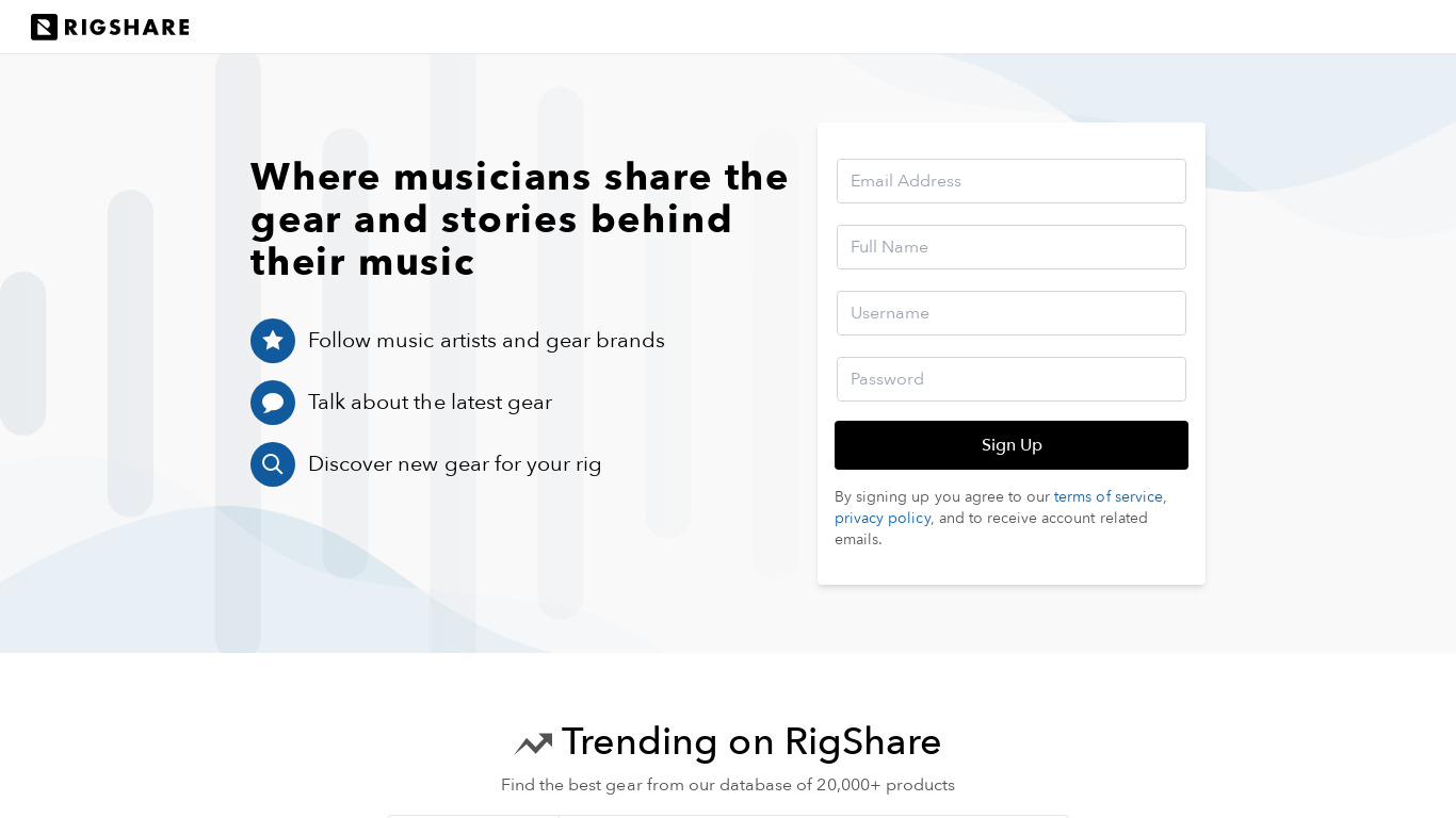 RigShare Landing page