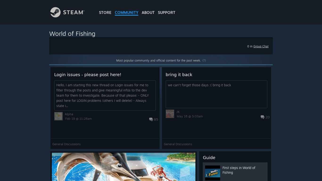World of Fishing Landing page